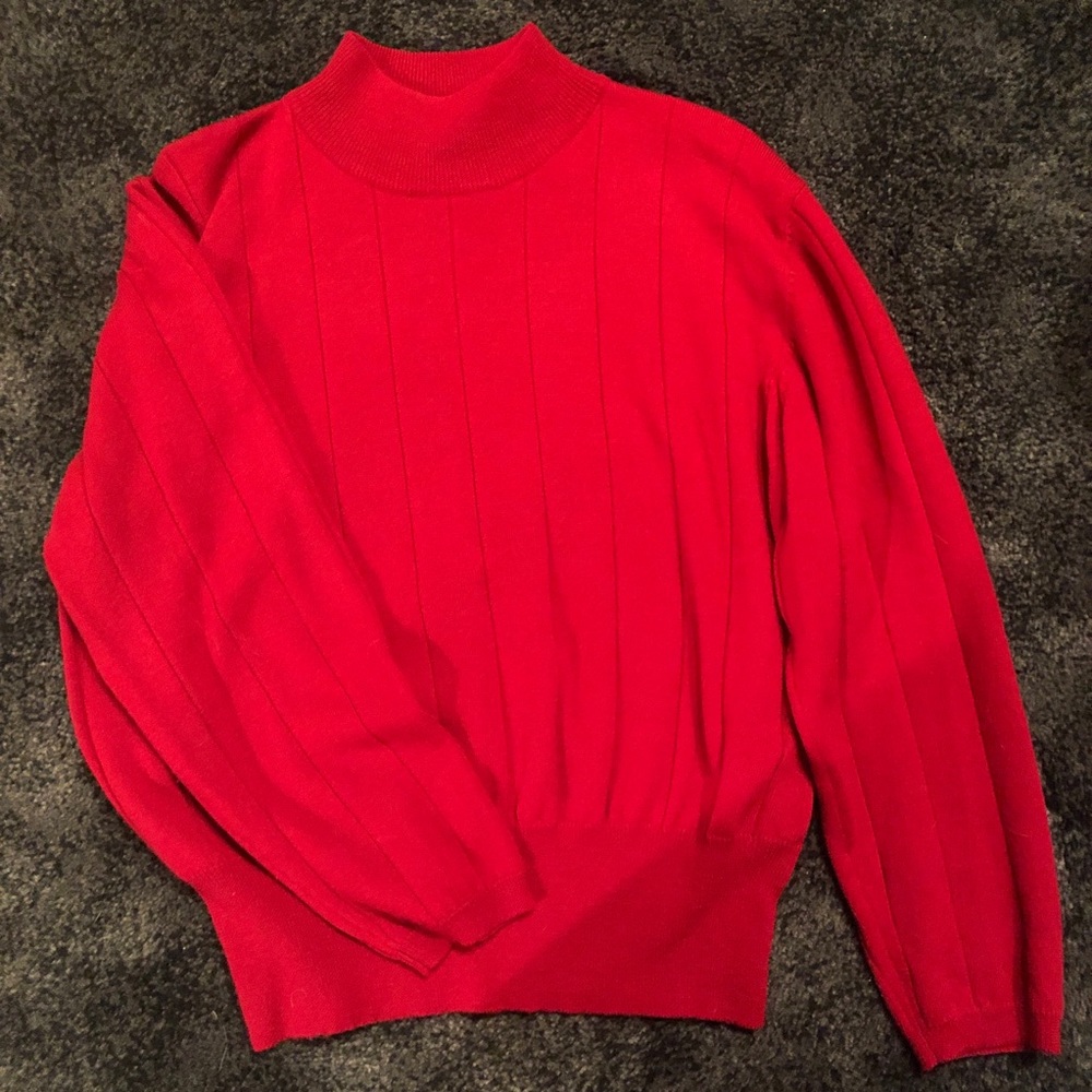 🦋 Valerie Stevens Ribbed Mock Neck Sweater Red